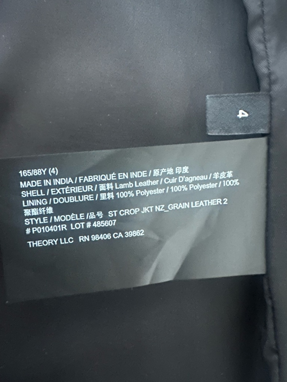 THEORY St. Crop Leather Jacket Black SZ 4 - NWT $795 - Picture 10 of 11